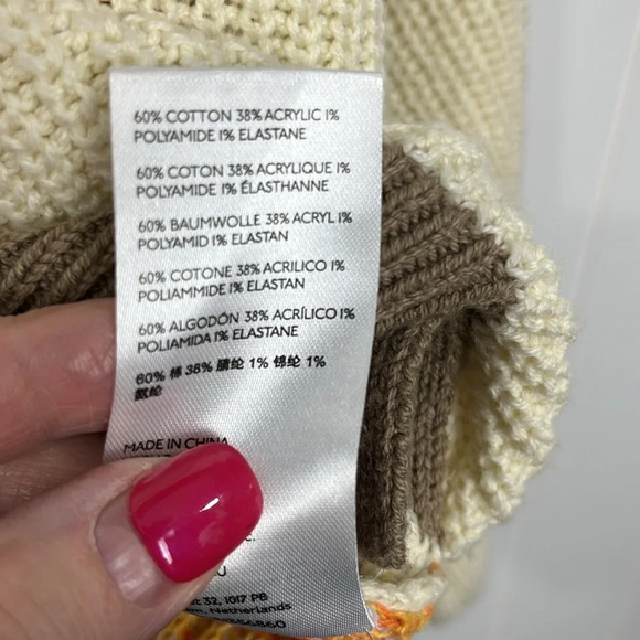 BDG Urban Outfitters Womens Knit Sweater Cream Orange. Red S/P Balloon Sleeves - Picture 10 of 14